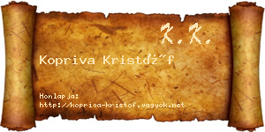 Kopriva Kristóf névjegykártya